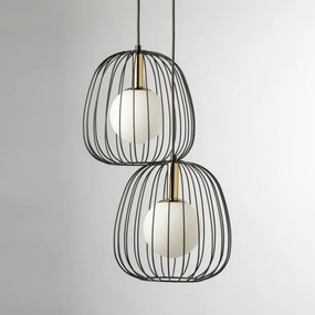 Lustră pe cablu BELL 2xG9/12W/230V negru/auriu