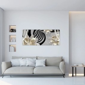 Tablou - 3D Flori aurii (120x50 cm)