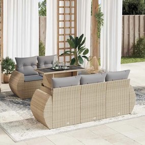 vidaXL Set canapele de grădină cu perne, 6 piese, bej, poliratan