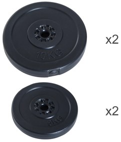 HOMCOM Set Greutăți pentru Haltere 30KG, 4 Discuri - 2x5kg și 2x10kg, Antrenament Fitness | Aosom Romania