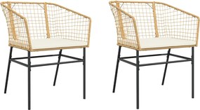 vidaXL Scaune de grădină cu perne, 2 buc., maro, poliratan