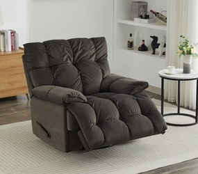 Fotoliu Recliner, suport picioare extensibil, rotativ, textil, Negru