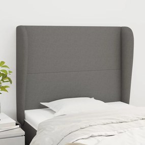 vidaXL Tăblie de pat cu aripioare gri închis 83x23x118/128 cm textil