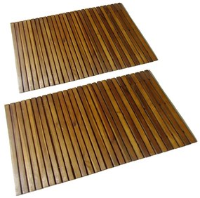 Covor pentru baie din lemn de salcam 80 x 50 cm, 2 buc. 2, Maro, 80 x 50 cm