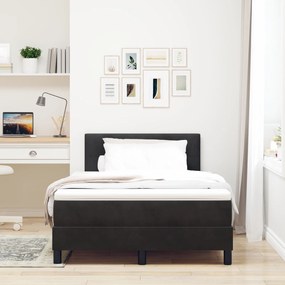 vidaXL Pat box spring cu saltea, negru, 120x200 cm, catifea