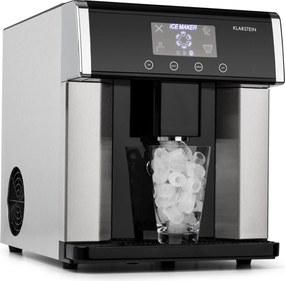 Klarstein Eiszeit mașină de făcut cuburi de gheață din oțel inoxidabil, 3 dimensiuni de cuburi de gheață, argintie.