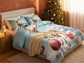 Lenjerie de pat 3D din bumbac DEER WITH DECORATION albastru, 100% bumbac Dimensiune lenjerie de pat: 70 x 90 cm | 140 x 200 cm