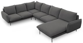 Coltar tapitat Vienna 7 locuri picioare negre – L330 x l235 x h95