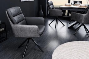 Set 2 scaune pivotante Big George, microfibra/ piele antracit