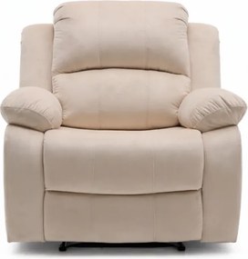 Fotoliu Masaj, Incalzire, rabatabil, sezut cu arcuri metalice, suport picioare extensibil, catifea, Bej