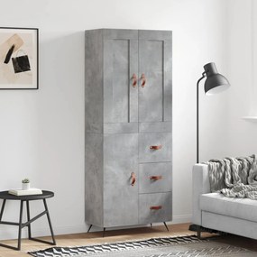 vidaXL Dulap înalt, gri beton, 69,5x34x180, lemn compozit