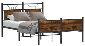 vidaXL Cadru pat fără saltea stejar fumuriu 120x190 cm, lemn prelucrat