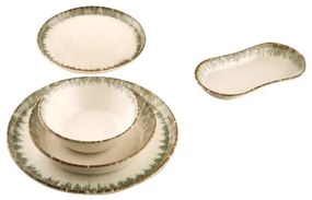 Set veselă, 27 piese, porțelan, bej/maro