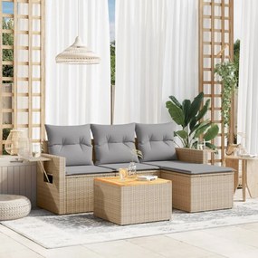 vidaXL Set canapele de grădină cu perne, 5 piese, bej, poliratan
