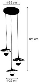 Lampă suspendată rustică neagră cu frânghie 3 lumini - Leia