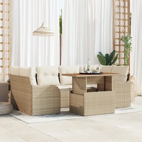 vidaXL Set de canapele pentru grădină cu pernă 7 pcs bej și crem