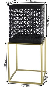 Set 2 suporturi pentru ghivece, pătrat/rotund, negru/auriu, ESME SET