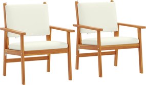 vidaXL Scaun pentru Grădină 2 pcs Alb crem Lemn Solid de Acacia