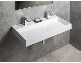 Chiuvetă dublă albă din compozit mineral 96x44 cm Godiva – Sapho
