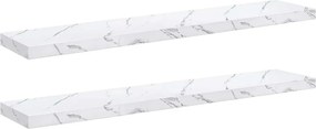 vidaXL Raft de perete Pe perete 2 pcs Marmură albă 120 x 23,5 x 4 cm