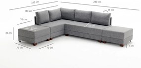 Coltar Extensibil Fly Corner Sofa Bed Left, Gri