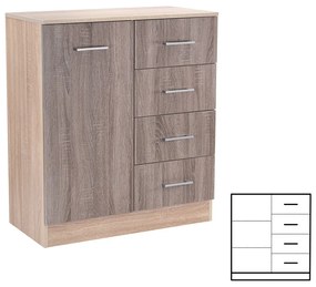 Comodă Miami cu 1 ușă și 4 sertare 80x92 cm stejar York-stejar Sonoma