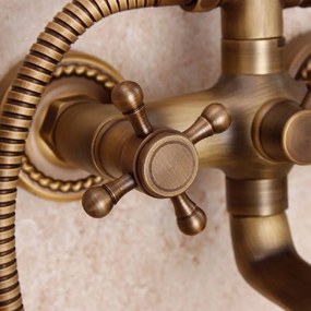 Baterie Duș cu Pară și Furtun Bronz Antichizat – Design sofisticat și confort maxim pentru o experiență de duș premium.