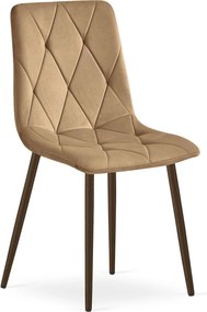Set 4 Scaune Bucatarie/Dining Gabe Picioare Finisaj Lemn Culoare Nuc , Catifea Maro