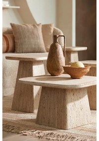 Măsuță de cafea bej cu blat din piatră 60x60 cm Kepami – Light &amp; Living
