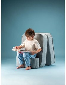 Fotoliu de copii verde mentă cu tapițerie din catifea reiată Flip – Wigiwama