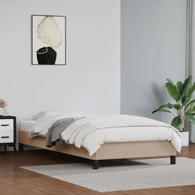 346879 vidaXL Cadru de pat, cappuccino, 90x190 cm, piele ecologică