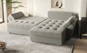 Colțar extensibil dumonde cu ladă de depozitare si sezut confortabil din spuma high-density, Loana Royal Grey II 270x185 cm
