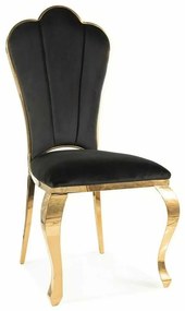 Scaun de bucătărie Motina Velvet, negru / auriu