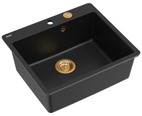 Chiuveta compozit Quadron Unique Morgan 110 negru carbon - cupru 57x50 cm