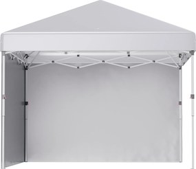 Outsunny Pavilion pliabil, 2 pereți laterali, reglabil pe înălțime, cu geantă de transport, cadru din oțel inoxidabil, 3x3 m, Alb | Aosom Romania