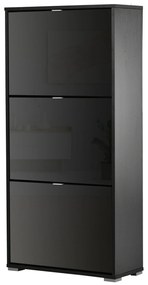 HOMCOM Dulap pentru Pantofi Cu 3 Uși Rabatabile 3 Compartimente din Lemn dim. 60L x 26l x 124Î cm Negru lucios | Aosom Romania