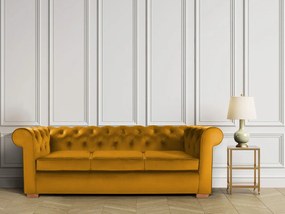 Canapea Oxford Chesterfield, 93x214x75 cm, 3 locuri, Galben mustar