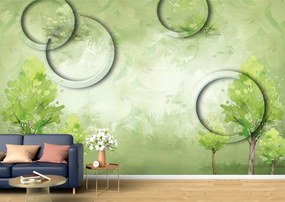 Tapet Premium Canvas - Cercuri si copaci inverziti abstract