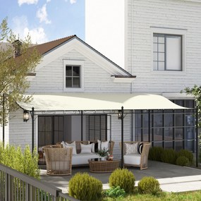 Outsunny Pergolă de perete 3x6 m cu acoperiș înclinat Orificii de drenaj și structură metalică Alb crem | Aosom Romania