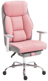 HOMCOM Scaun de birou ergonomic cu brațe reglabile, suport pentru picioare și tetieră, roz | Aosom Romania