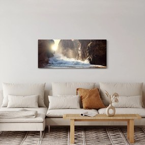Tablou - Stânci și valuri ale oceanului (120x50 cm)