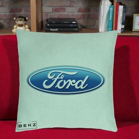 Perna Personalizata cu emblema Ford, 40x40 cm, Verde Menta, Husa Detasabila, Perna Inclusa, BEKZ®
