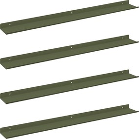 vidaXL Raft suspendat 4 pcs Verde măsliniu 80 x 9 x 2,5 cm Oțel