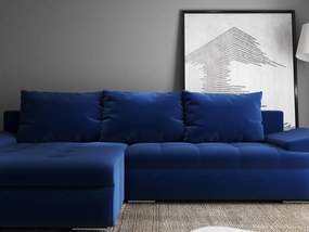 Colțar extensibil dumonde cu ladă de depozitare si sezut confortabil din spuma high-density, Leonardo Royal Albastru 260x185 cm