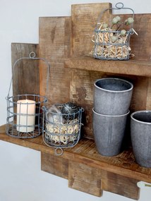 Etajeră de perete din lemn reciclat, design geometric, Grimaud