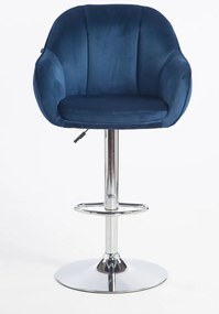 HR2055W Scaun Bleumarin din Catifea cu Bază Cromata