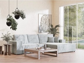 Colțar gri deschis extensibil/cu spațiu de depozitare cu tapițerie din chenille (cu colț pe partea dreaptă/cu șezlong) Maze – Maison de Rêve