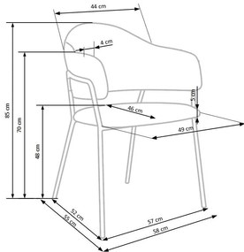 Scaun de bucaterie Derrick, gri/negru
