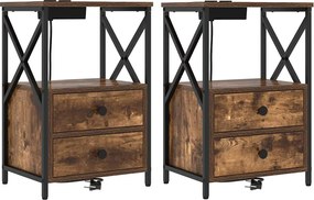 vidaXL Dulap de noapte cu sertar 2 pcs Stejar fumuriu 40 x 31 x 60 cm