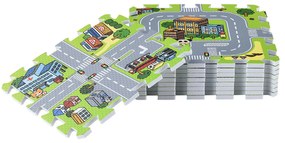 Covor de joacă sub formă de puzzle din 9 piese - strada